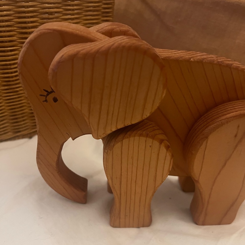 Vintage , handmade wooden elephant figurine